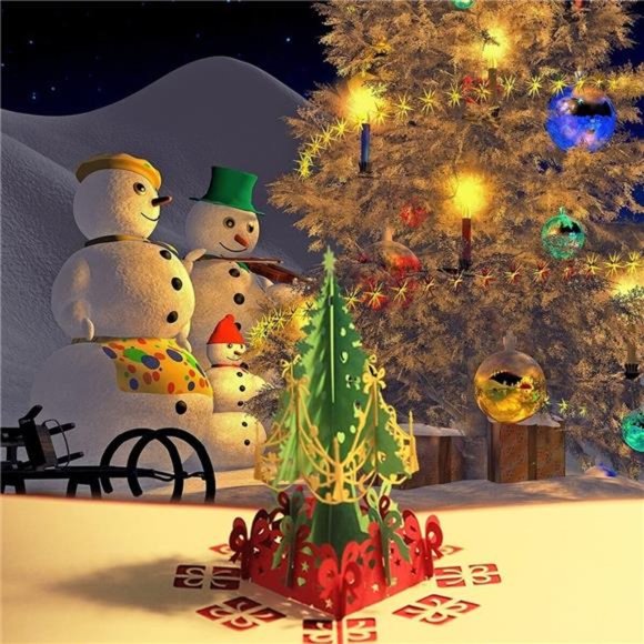 3D Tree Pop-Up Merry Christmas Card With Envelope 10 Pack Holiday Greeting Card - Picture 7 of 7